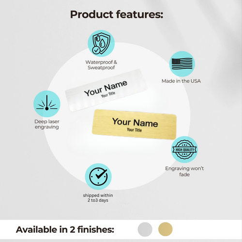 Custom Engraved Name Tags, Magnetic Tags, Personalized Name Tags, 1" x 3", Durable Engravable Impact Acrylic Material, (Classic Rectangle)