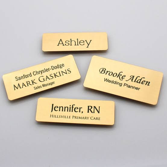 Custom Engraved Name Tags, Magnetic Tags, Personalized Name Tags, 1" x 3", Durable Engravable Impact Acrylic Material, (Classic Rectangle)