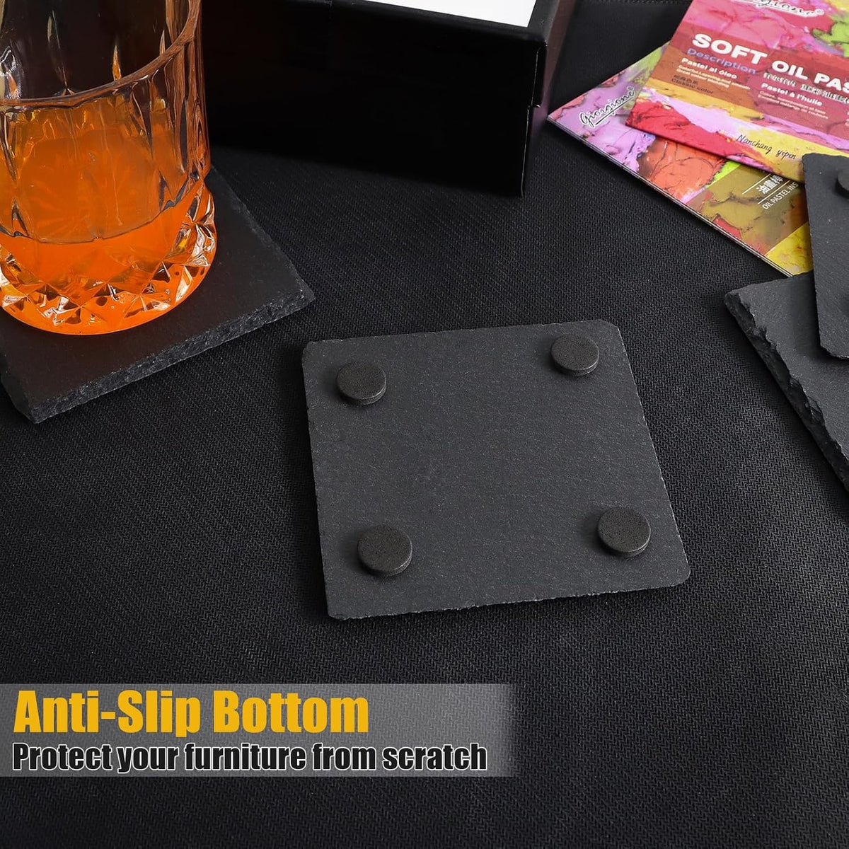 Personalized Coasters, Custom Logo & Name - Laser Engraved, Set of 4